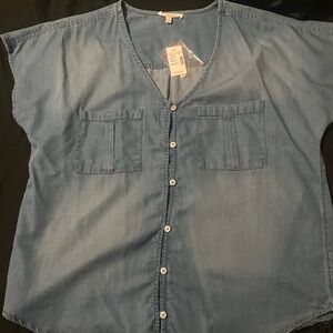 Maurices Blue Chambray Button-Up Top-Size M